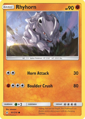 S&M - UNB - 93 - Rhyhorn - COMMON - Normal