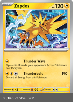 S&V - TWM - 65 - Zapdos - RARE - Holofoil