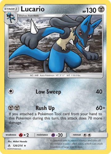 S&M - UNB - 126 - Lucario - HOLO_RARE - Holofoil