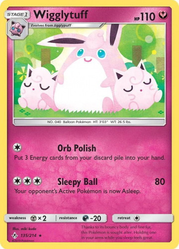S&M - UNB - 135 - Wigglytuff - RARE - Normal