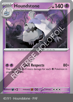 S&V - PAF - 43 - Houndstone - RARE - Reverse Holo