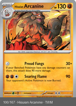 S&V - TWM - 100 - Hisuian Arcanine - RARE - Holofoil