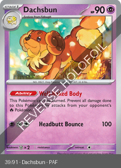 S&V - PAF - 39 - Dachsbun - UNCOMMON - Reverse Holo